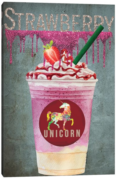 Strawberry Unicorn Canvas Art Print - Berry Art