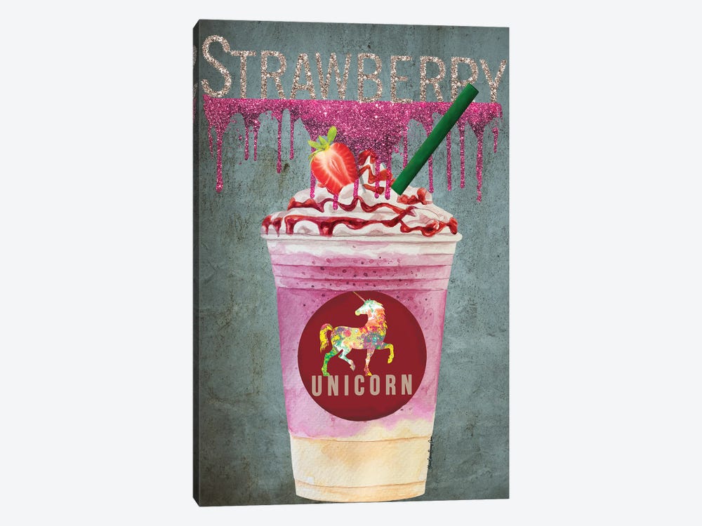 Strawberry Unicorn by Art By Choni 1-piece Canvas Art Print