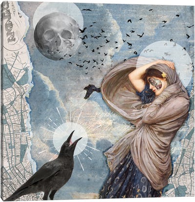 Once Upon A Midnight Dreary Canvas Art Print - Edgar Allan Poe