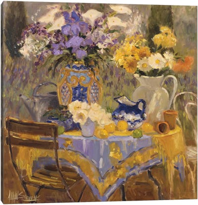 Garden Table Canvas Art Print - Bouquet Art