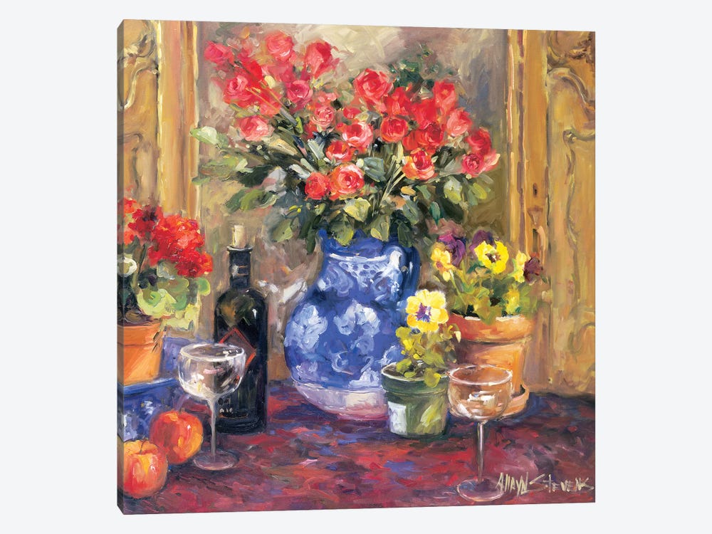 Red Flowers by Allayn Stevens 1-piece Canvas Art Print