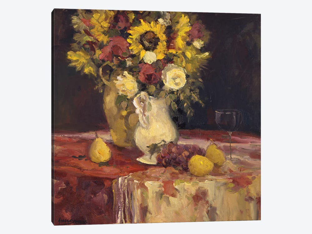 Sunflowers And Wine by Allayn Stevens 1-piece Canvas Print