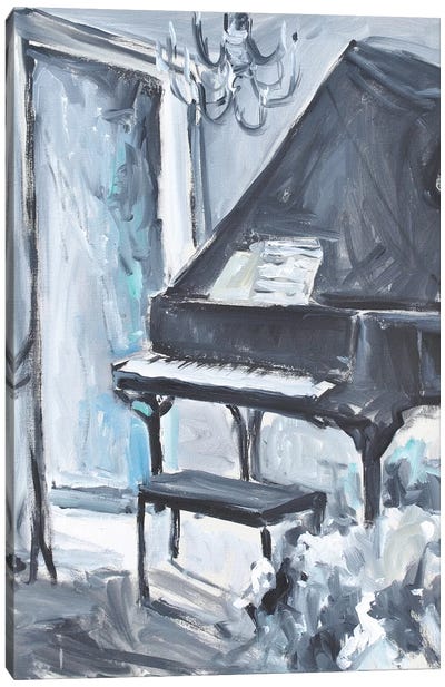 Baby In Blue Canvas Art Print - Piano Art