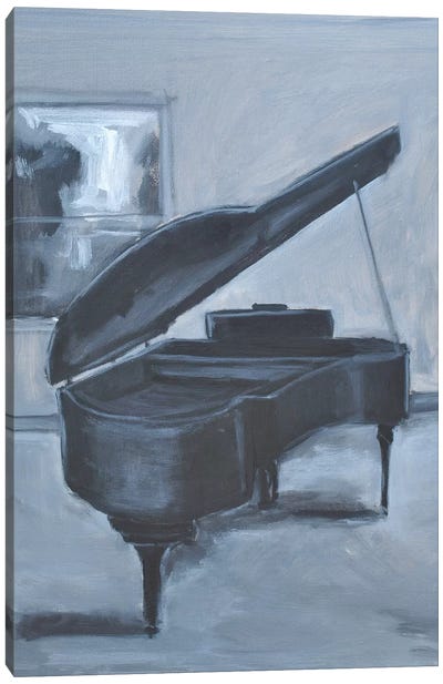 Blue Piano Canvas Art Print - Piano Art