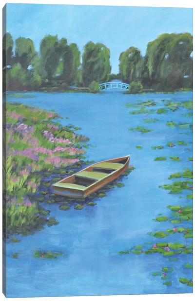 Boat Pond Canvas Art Print - Rowboat Art