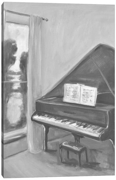 Piano In Black And White II Canvas Art Print - Piano Art