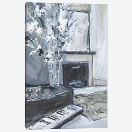 Piano & Fireplace Canvas Print #AYN93} by Allayn Stevens Canvas Art Print