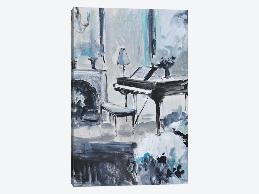 Piano In Blue III 1-piece Canvas Art Print