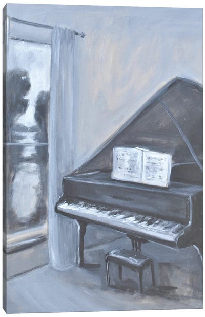 Piano With A View Canvas Art Print - Piano Art