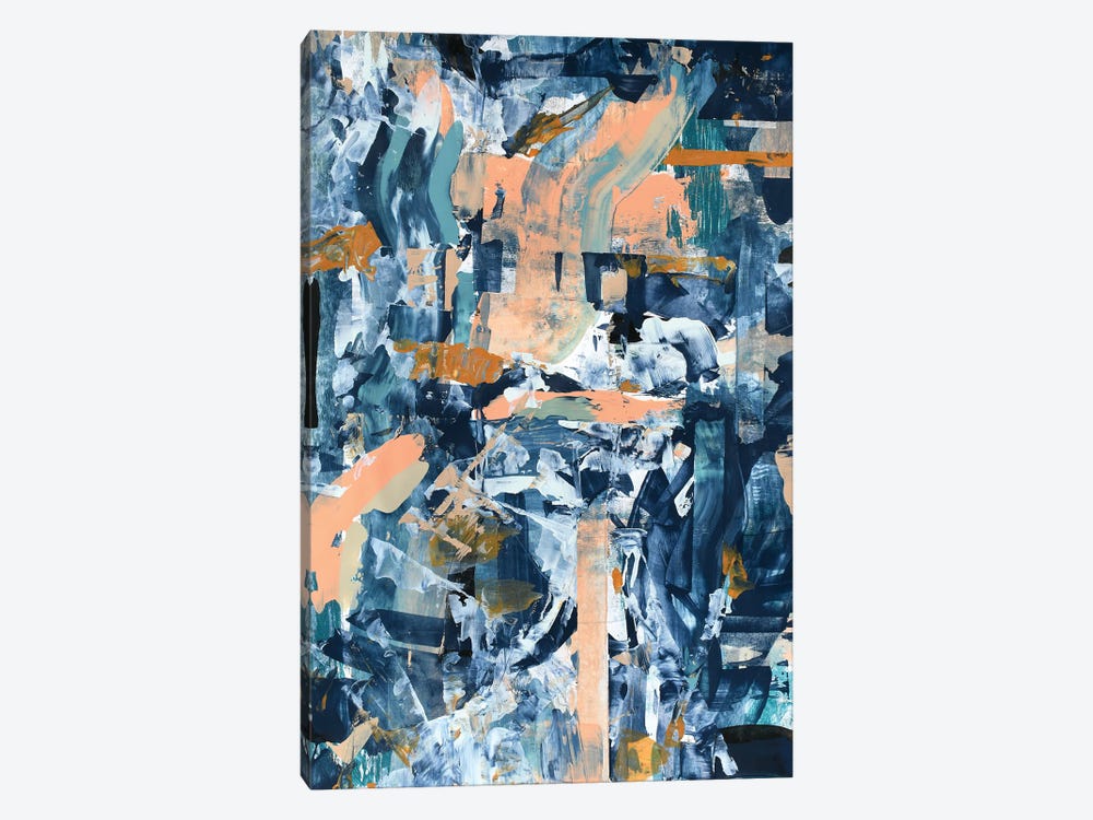 Messy Layers: An Abstract Painting In Pinks And Blues by Alyssa Hamilton 1-piece Canvas Wall Art