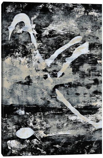 A Song In A Storm: A Black And White Abstract Painting Canvas Art Print - Alyssa Hamilton