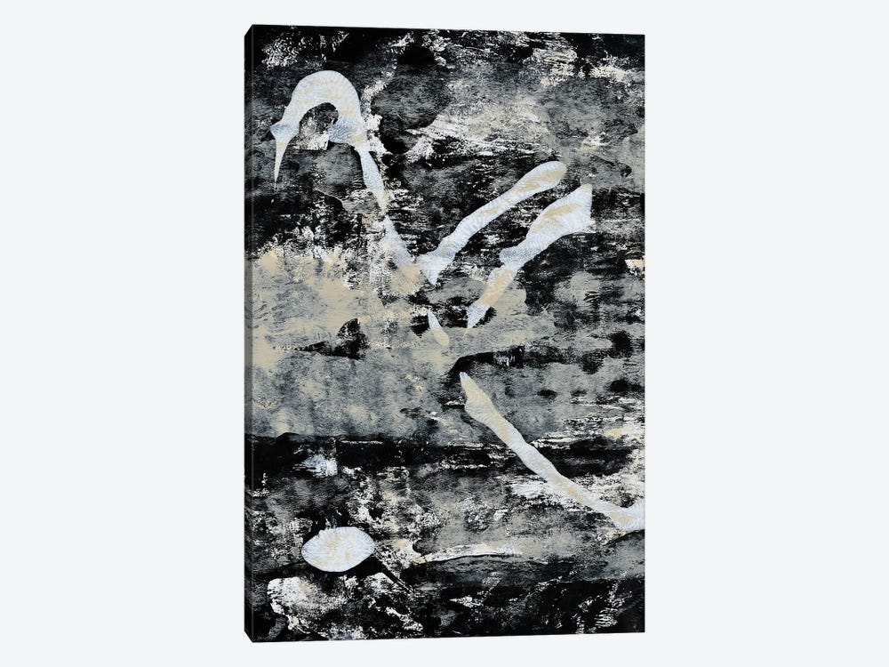 A Song In A Storm: A Black And White Abstract Painting by Alyssa Hamilton 1-piece Canvas Art