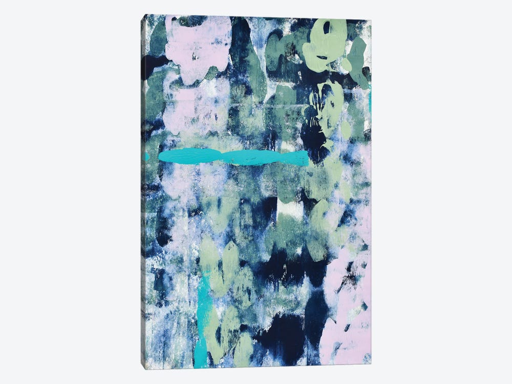 Sugar And Flowers III: A Vibrant Abstract Painting In Greens And Purples by Alyssa Hamilton 1-piece Canvas Art Print