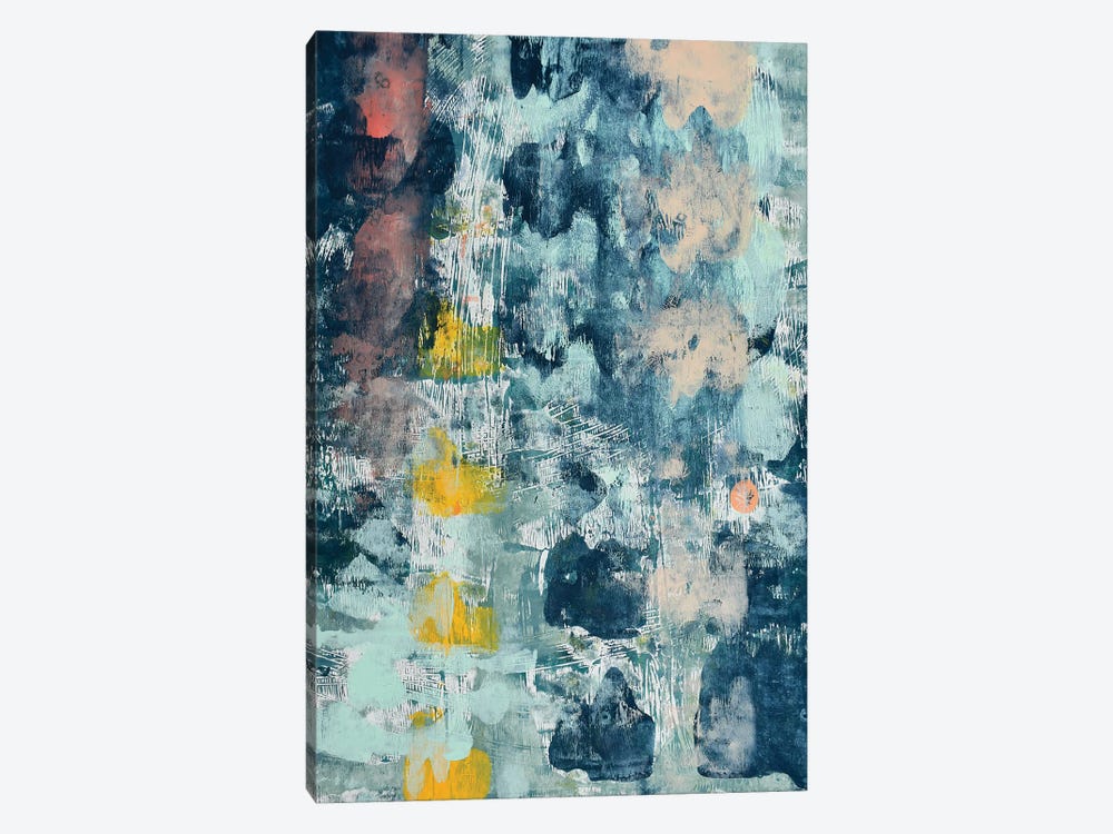 After The Rain: A Bright Abstract Painting In Blues Pink And Yellow by Alyssa Hamilton 1-piece Art Print