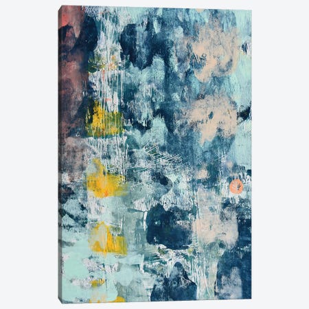 After The Rain II: A Bright Abstract Painting In Blues Pink And Yellow Canvas Print #AYS9} by Alyssa Hamilton Canvas Art Print