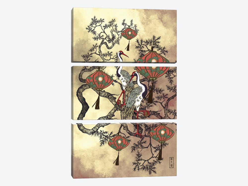 Romancing Cranes by Anthony Van Lam 3-piece Canvas Artwork