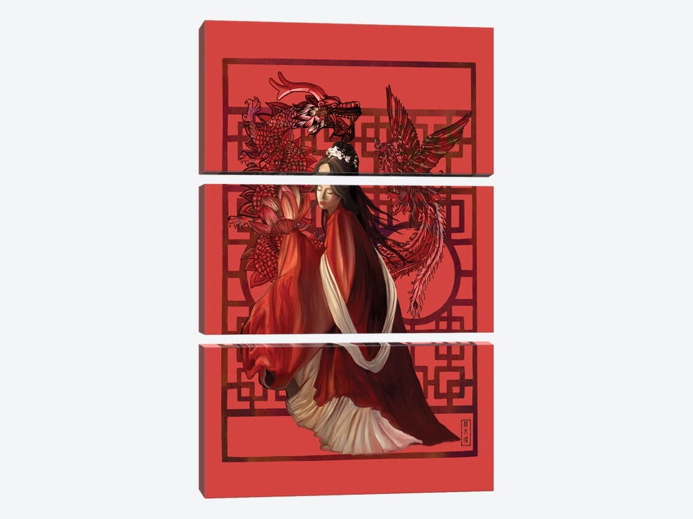 The Lady In Red by Anthony Van Lam 3-piece Canvas Print