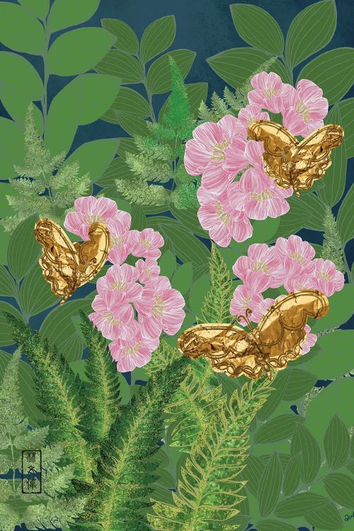 Circling Gold Butterflies by Anthony Van Lam wall art