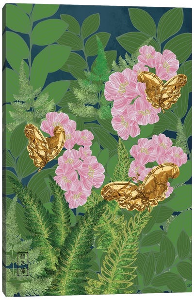 Circling Gold Butterflies Canvas Art Print