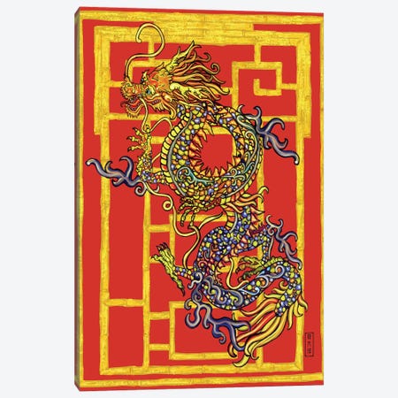 Divine Dragon - Gold Screen II Canvas Print #AYV9} by Anthony Van Lam Canvas Artwork