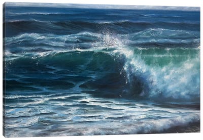 Ocean's Blessing Canvas Art Print - Blue Art