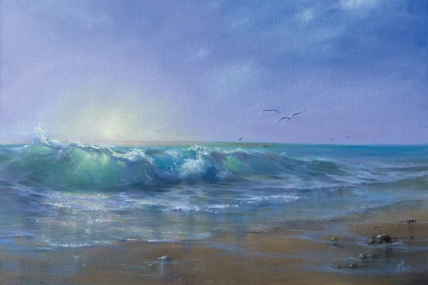 Large Coastal Art - Canvas Prints: Chasing Sunrise by Alesia Yeremeyeva