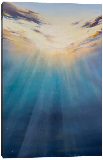 Underwater Sunset Canvas Art Print - Blue Art