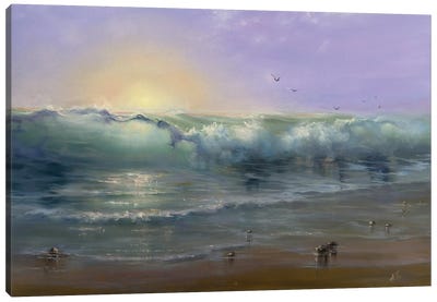 Sunrise Stalkers Canvas Art Print - Lake & Ocean Sunrise & Sunset Art