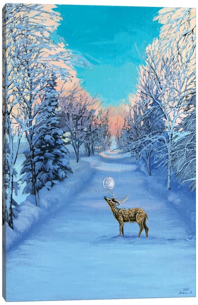 Frosty Walk Canvas Art Print - Blue Art