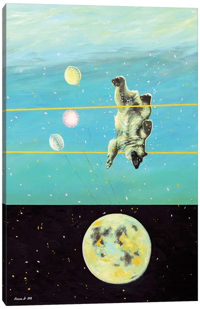 Let's Jump Canvas Art Print - Polar Bear Art