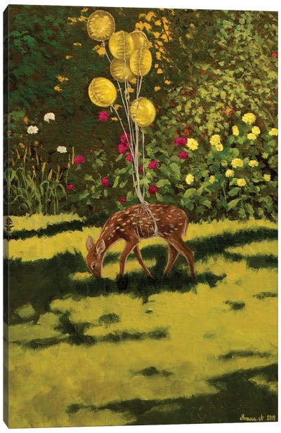 Roe-Deer Canvas Art Print - Yellow Art
