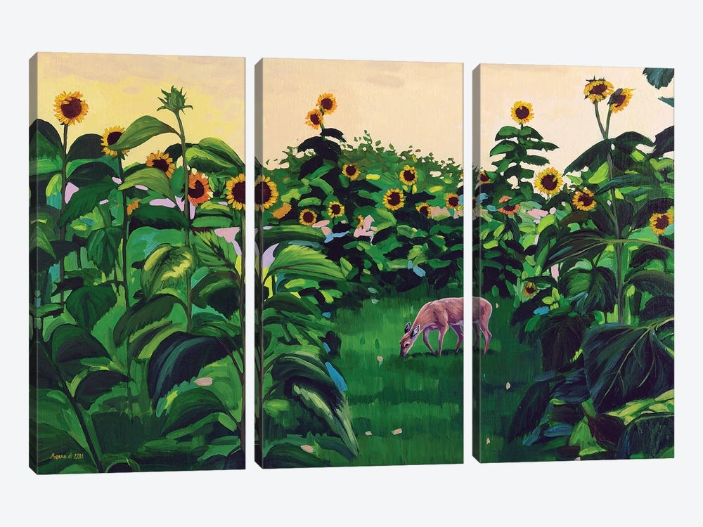 Sunflowers II by Agnieszka Turek 3-piece Canvas Wall Art