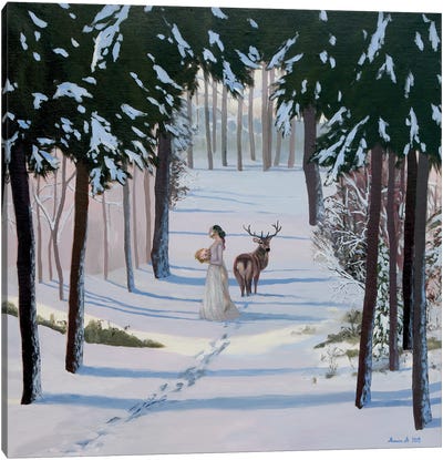 Winter Meeting Canvas Art Print - Agnieszka Turek