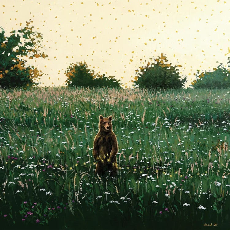 With A Bear On The Meadow