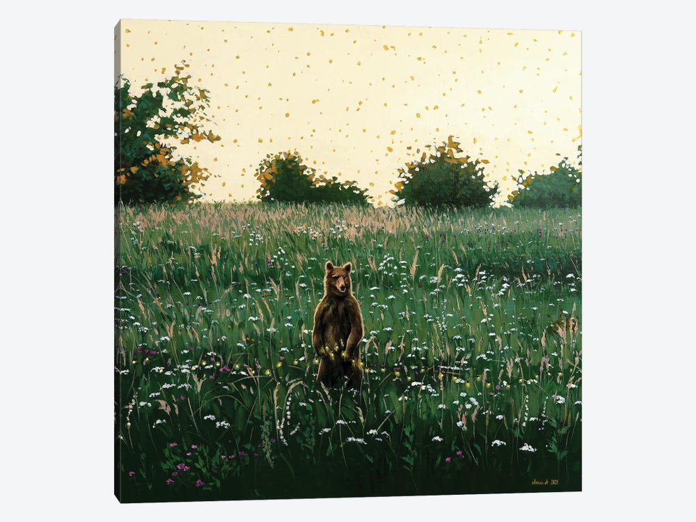 With A Bear On The Meadow by Agnieszka Turek 1-piece Canvas Wall Art