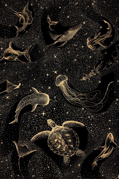 Cosmic Ocean Dark Gold by Aliriza Cakir wall art