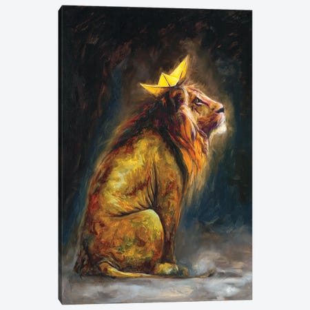 Pink Lions Paper Crowns II Canvas Print #AZM38} by Aliza and Her Monsters Canvas Artwork