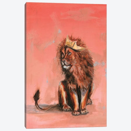 Pink Lions Paper Crowns I Canvas Print #AZM39} by Aliza and Her Monsters Canvas Art