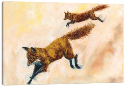 Runaway Foxes III Canvas Art Print - Aliza and Her Monsters