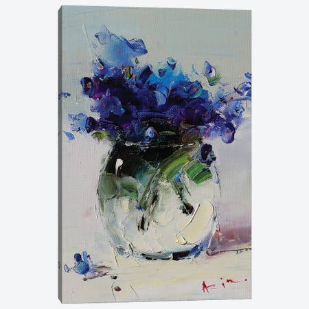 Blue Bouquet In A Glass Canvas Print #AZS14} by Aziz Sulaimanov Canvas Art Print