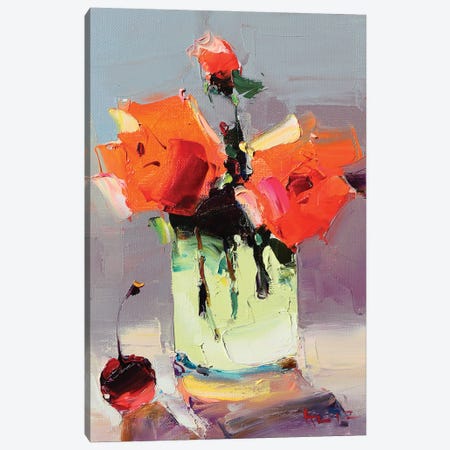 Fiery Roses Canvas Print #AZS15} by Aziz Sulaimanov Art Print