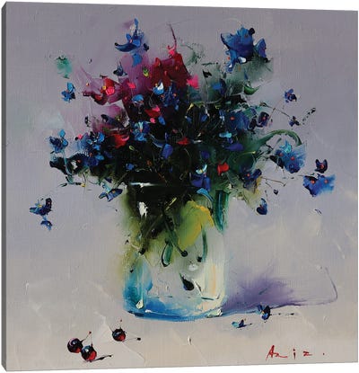 Bouquet And Berries Canvas Art Print - Cherries