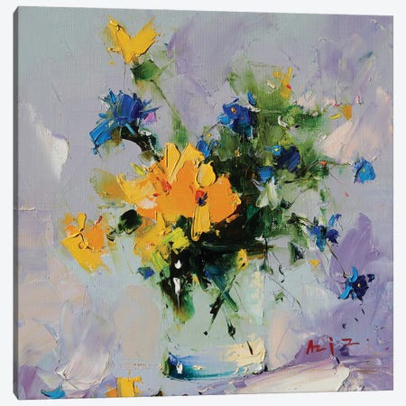 Yellow And Blue Canvas Print #AZS22} by Aziz Sulaimanov Art Print