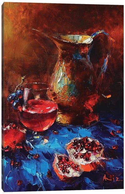 Still Life With Pomegranates Canvas Art Print - Aziz Sulaimanov