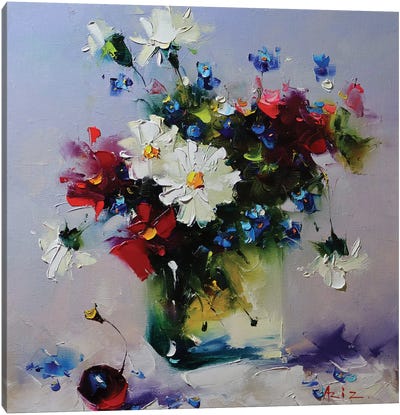 Bouquet With Cherry Canvas Art Print - Aziz Sulaimanov
