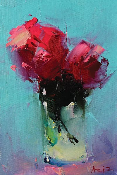 Red Roses In A Glass by Aziz Sulaimanov canvas print
