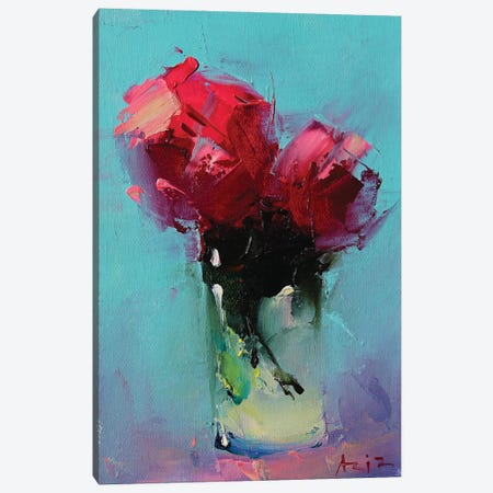 Red Roses In A Glass Canvas Print #AZS30} by Aziz Sulaimanov Canvas Wall Art