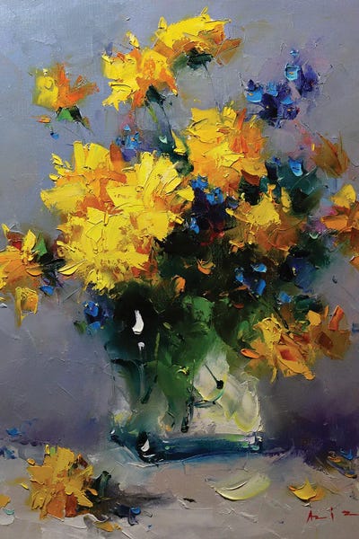 Aziz Sulaimanov: Bouquet Of Yellow Flowers by Aziz Sulaimanov