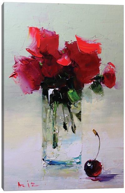 Bouquet And Cherry Canvas Art Print - Textured Florals