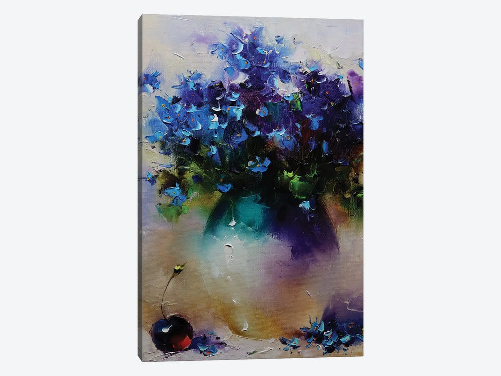 Blue Bouquet And Cherry by Aziz Sulaimanov 1-piece Canvas Art Print